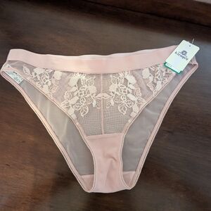 B Tempted Pink Lace Appliqué Panties